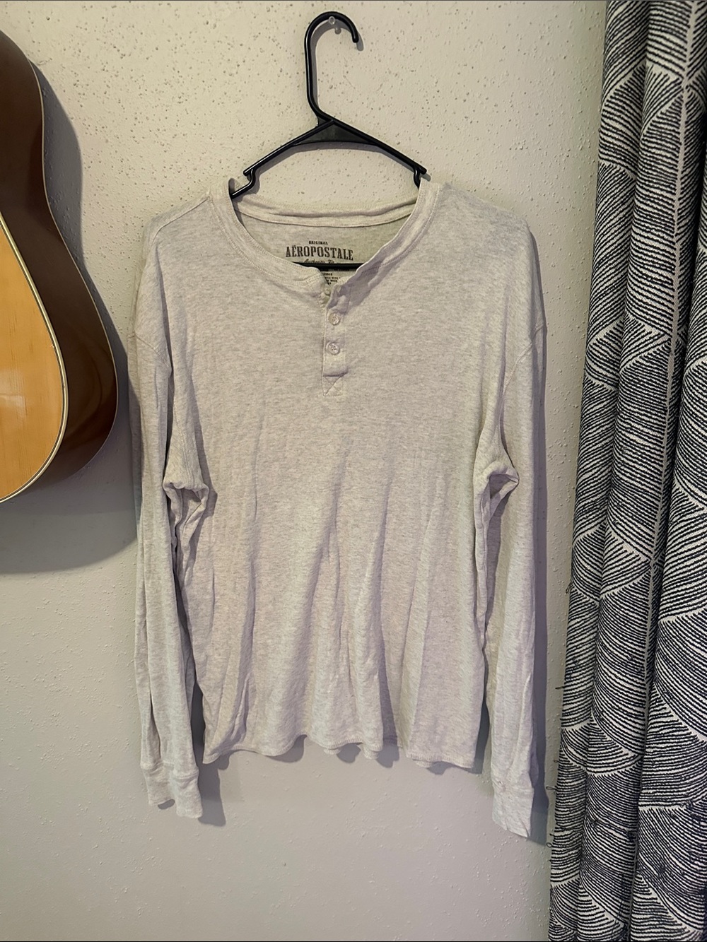 Aeropostale Heather Gray Long Sleeve Henley Shirt